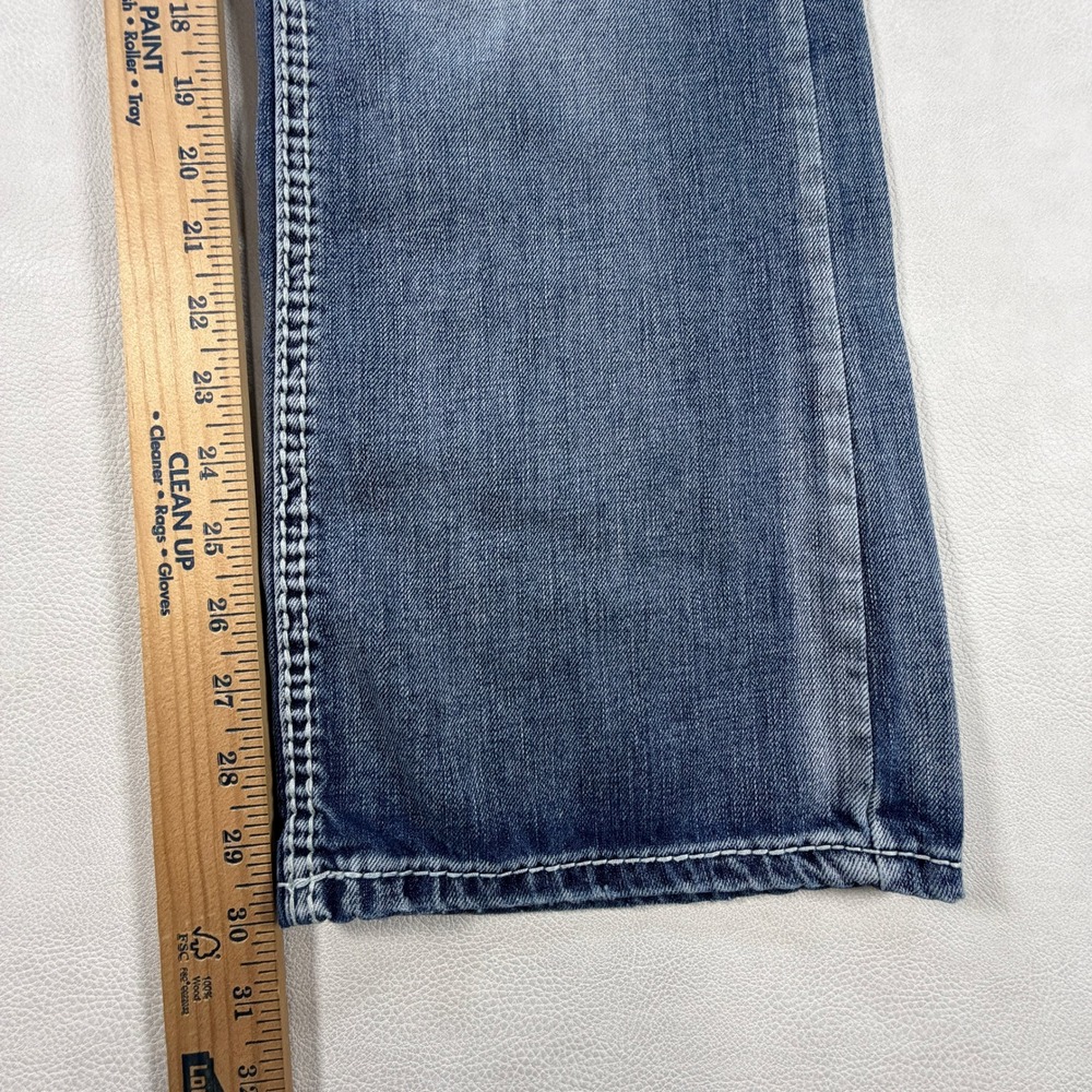 Helix Relaxed Boot Jeans Mens 30x30 Blue Denim Distressed Iron Cross Pockets Y2K - Picture 5 of 15